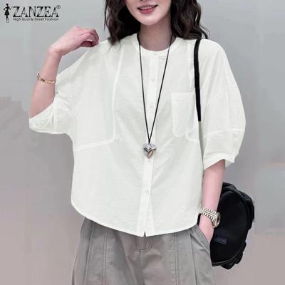 Женская повседневная блузка с круглым вырезом и рукавом 3/4