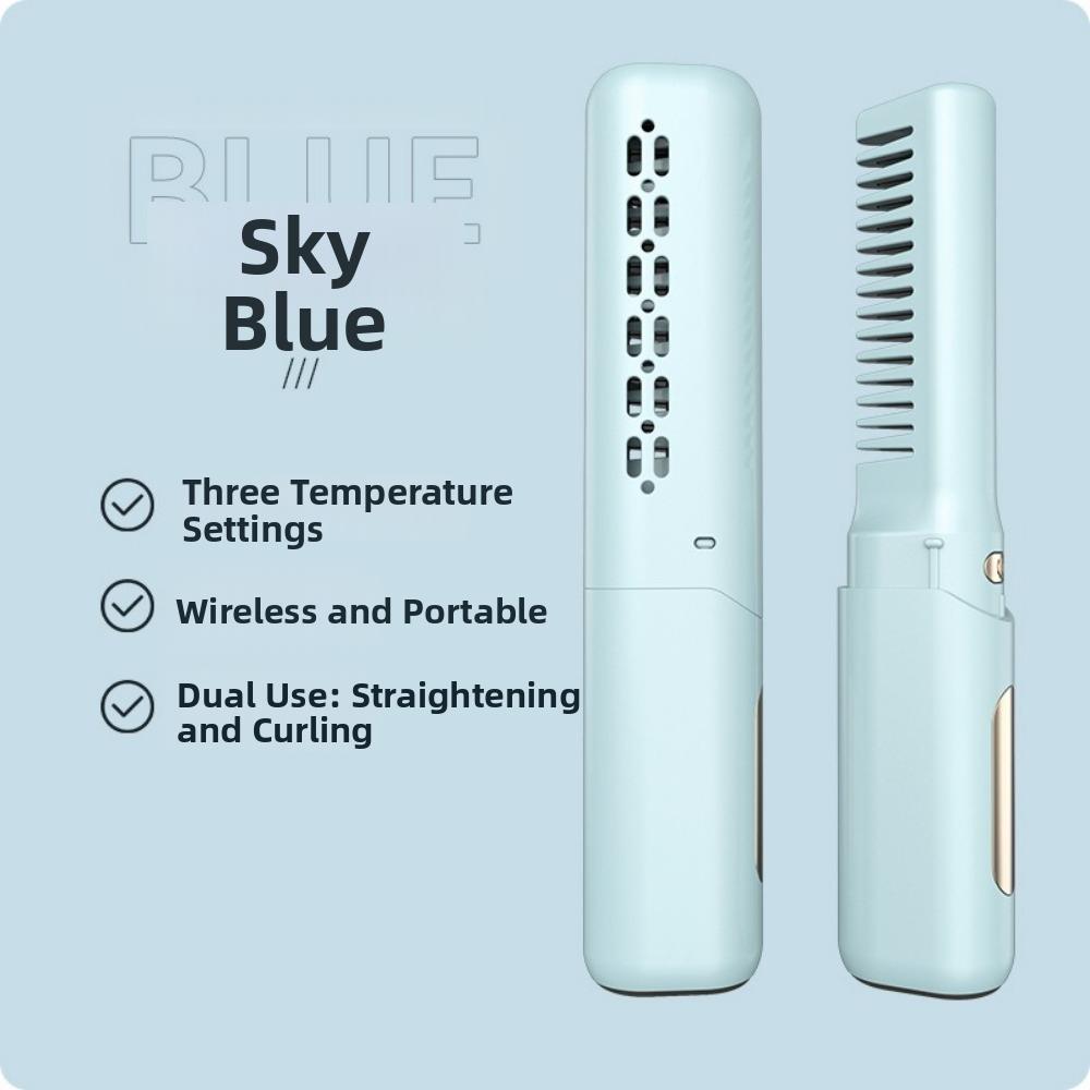 Frizz-Free Heated Brush Comb USB Rechargeable Hair Styling Iron Hair Straightener Brush Home Use