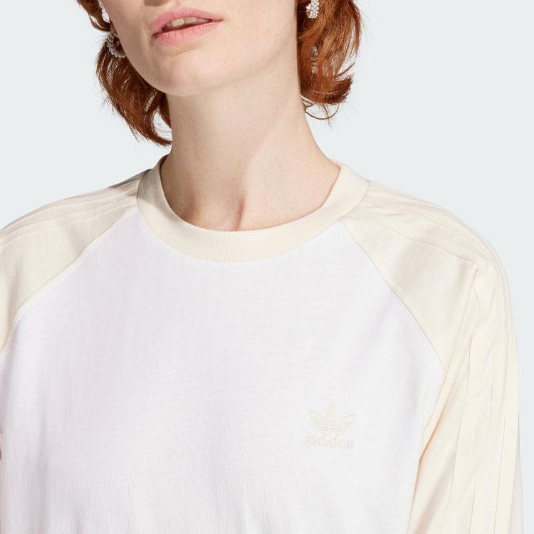 Adidas Футболка с длинным рукавом Originals с принтом букв, американская винтажная, цветная, спортивная, с круглым вырезом, женская, желтый IN4137