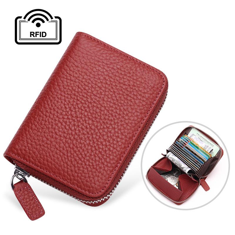 Rfid Card Holder 100% Genuine Leather Business Card Wallet Organ Card Bag Female Bag Japanese