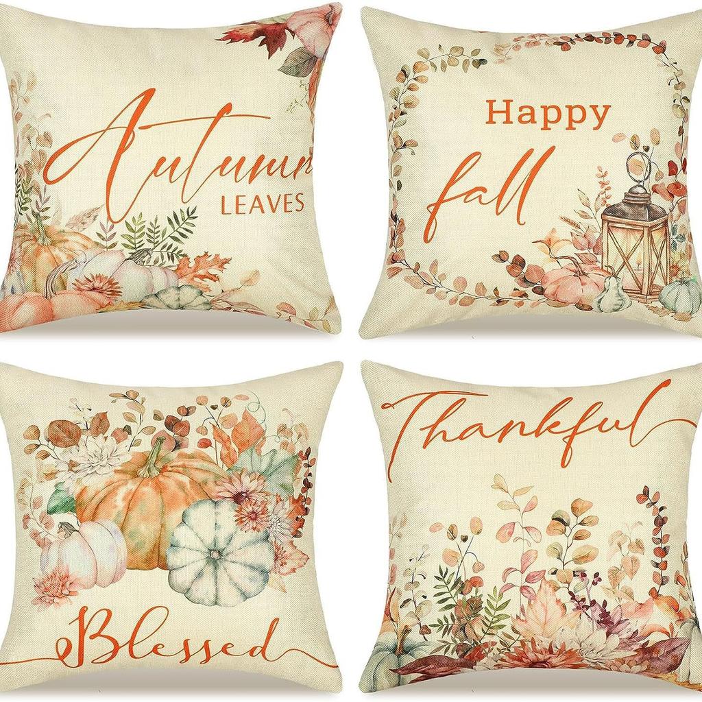 Подушка на День Благодарения с тыквой, Наволочка, Осенний растительный цветочный принт, Наволочка для дома, гостиной, дивана