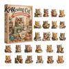 Decorative Christmas Accents Cat Advent Calendar, 24 Day Countdown with Cute Ornaments, Calendar 2D Acrylic Kitty Holiday Decorations, Gift for
