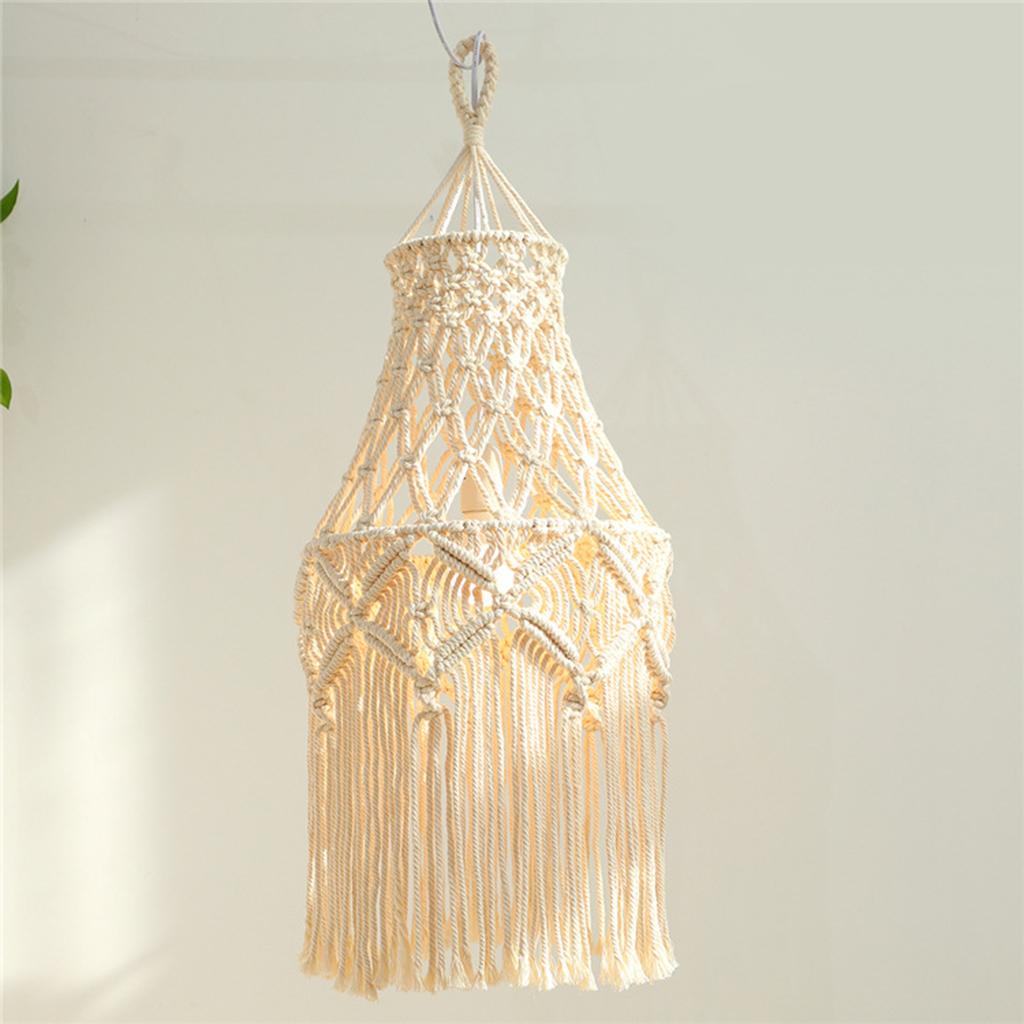 Handmade Macrame Light Shade Chandeliers Hanging Light Cover Light Shade Macrame Woven Tapestry Boho Chic Home Room Decoration