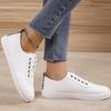 2024 Новая модная однотонная женская спортивная обувь с круглым носком, удобная верхняя одежда, универсальная женская обувь на плоской подошве с мелким кружевом