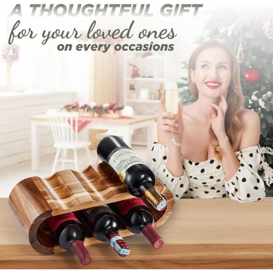 Подставки для вина для столешницы, держатель для бутылок, деревянные стойки для хранения вина, маленький органайзер для винных стоек, деревенская винная стойка, прочная, 2-ярусная,