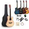 Набор акустической гитары 38 дюймов для начинающих, липа и техвуд, для практики, фолк-гитара, стальные струны, стильный, популярный для учеников начальной школы