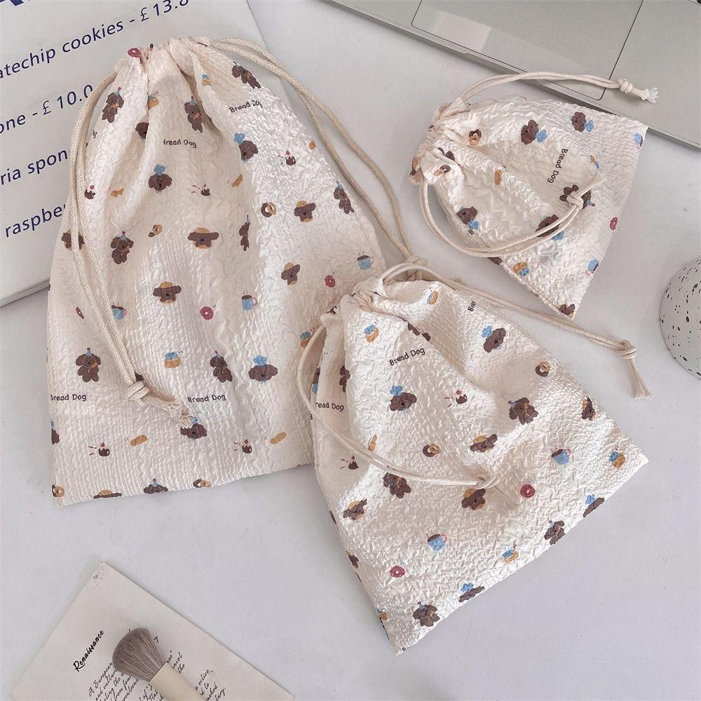 3Pcs/set Printing Drawstring Storage Bag Large Capacity Small Item Pouch  Women