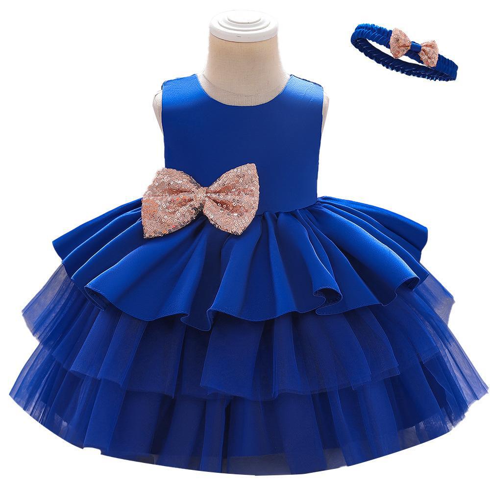 Girls' V-Neck Princess Mesh Dress – European & American Style