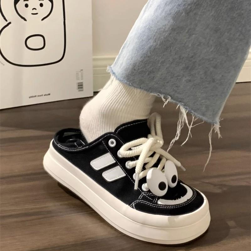 Fashion Espadrille Shoes Summer Flat Shallow Mouth Tennis Female Round Toe Clogs Platform Casual Sneakers Black All-Match Sports Shoes
