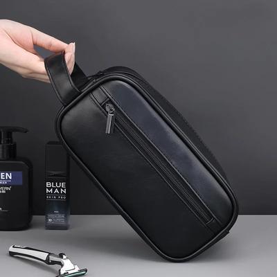 Мужская кожаная сумка для мытья, путешествия, деловые поездки, портативная косметичка, большая вместительная кожаная сумка для стирки с несколькими карманами, ручная кожаная сумка для стирки