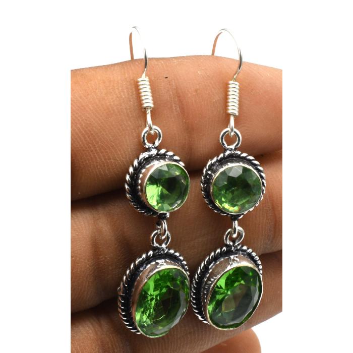 Peridot Gemstone Ethnic Handmade Drop Dengle Earring Jewelry ER 083
