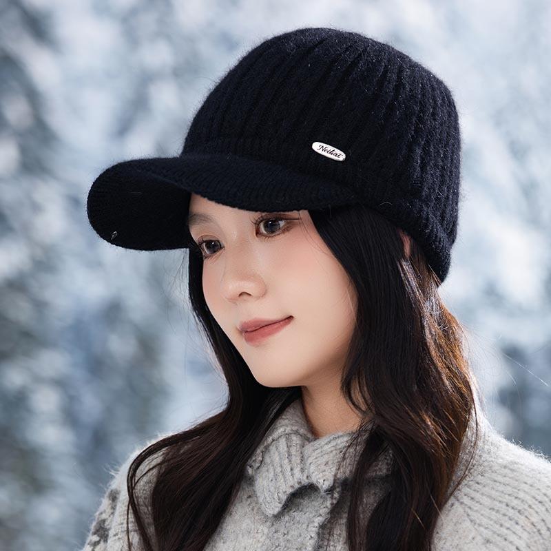 Осенне-зимняя теплая шапка Женская вязаная шерстяная модная бейсболка Утепленная повседневная шапка