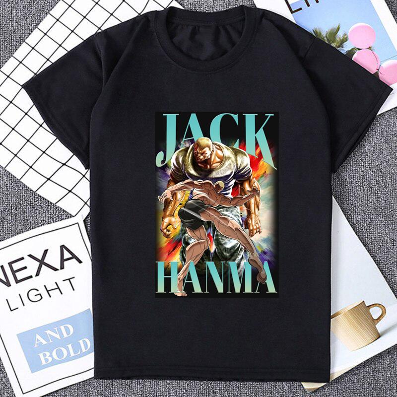 Боевая Анимация Баки Аниме Футболка Япония Манга Футболка Мужская Одежда Юдзиро Ханма Графические Топы Летняя Уличная Одежда Харадзюку Футболки