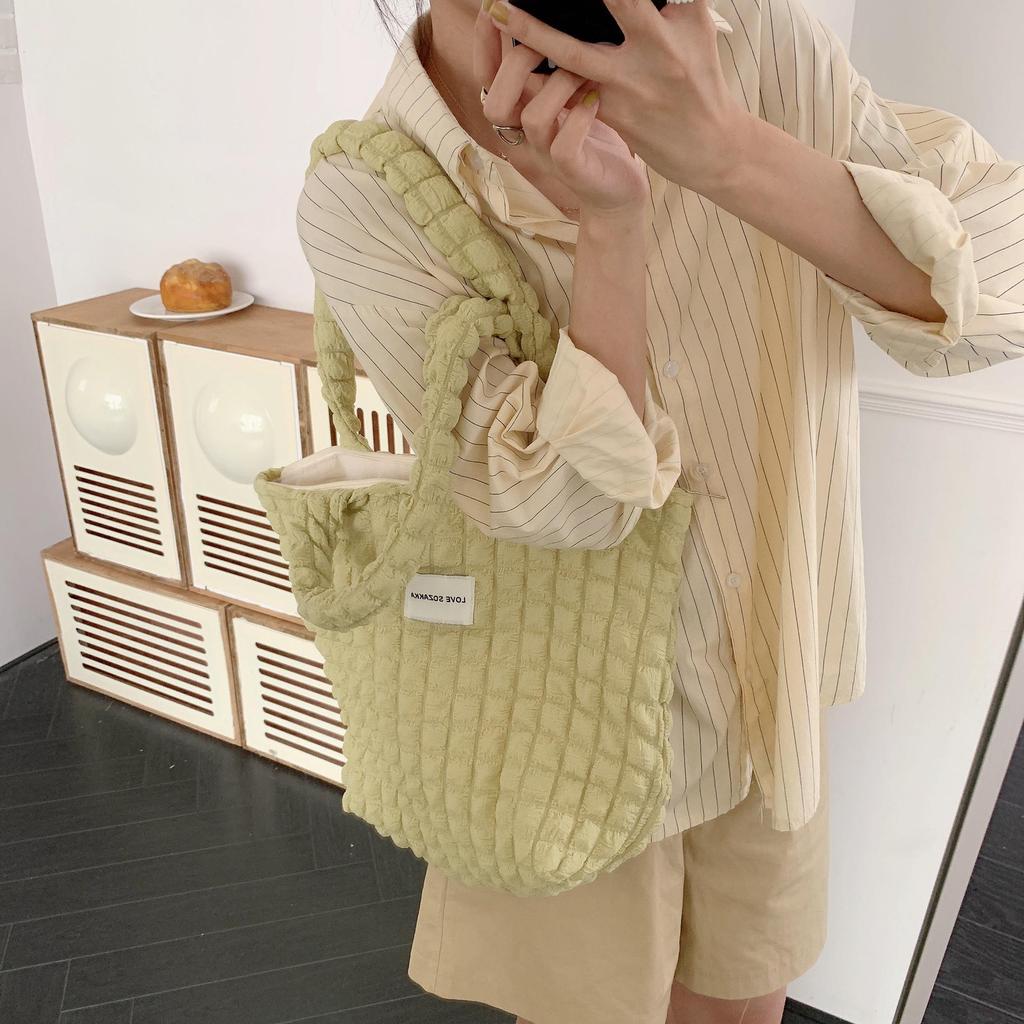 Японская холщовая сумка через плечо с облачным пузырчатым цветочным принтом для студенток