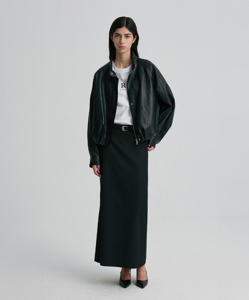 RE RHEE Leather Blouson Jacket Black