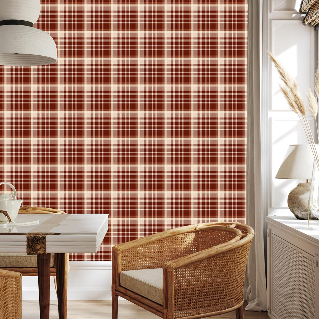 Autumn Orange and Beige Plaid Wallpaper for Living Room and Bedroom 50x1000
