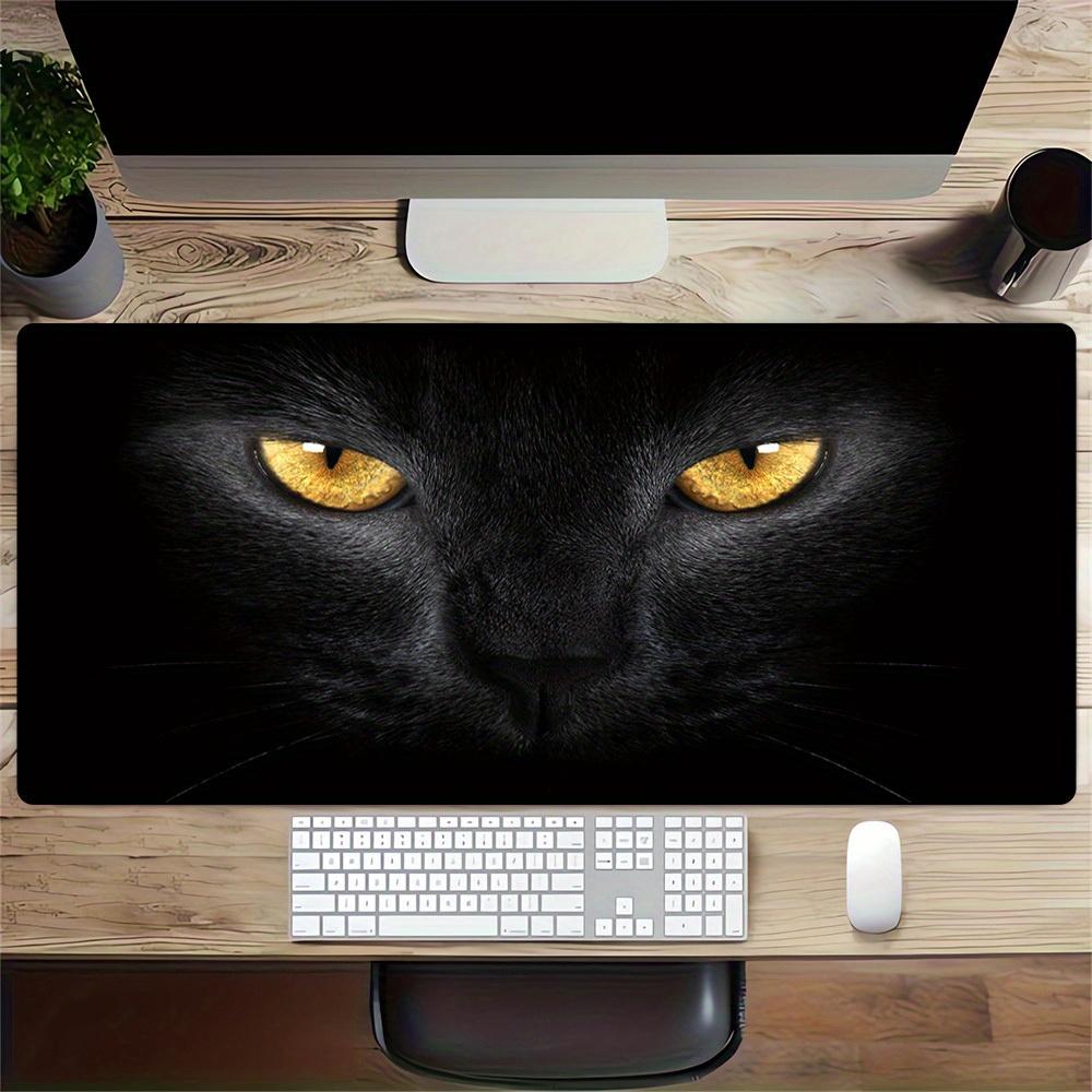 1pc Large Gaming Mouse Pad, UV Reactive Non-Slip Desk Mat, Washable PolyesterMysterious, Feline, GlowComputer Pad with Vibrant Game Machine