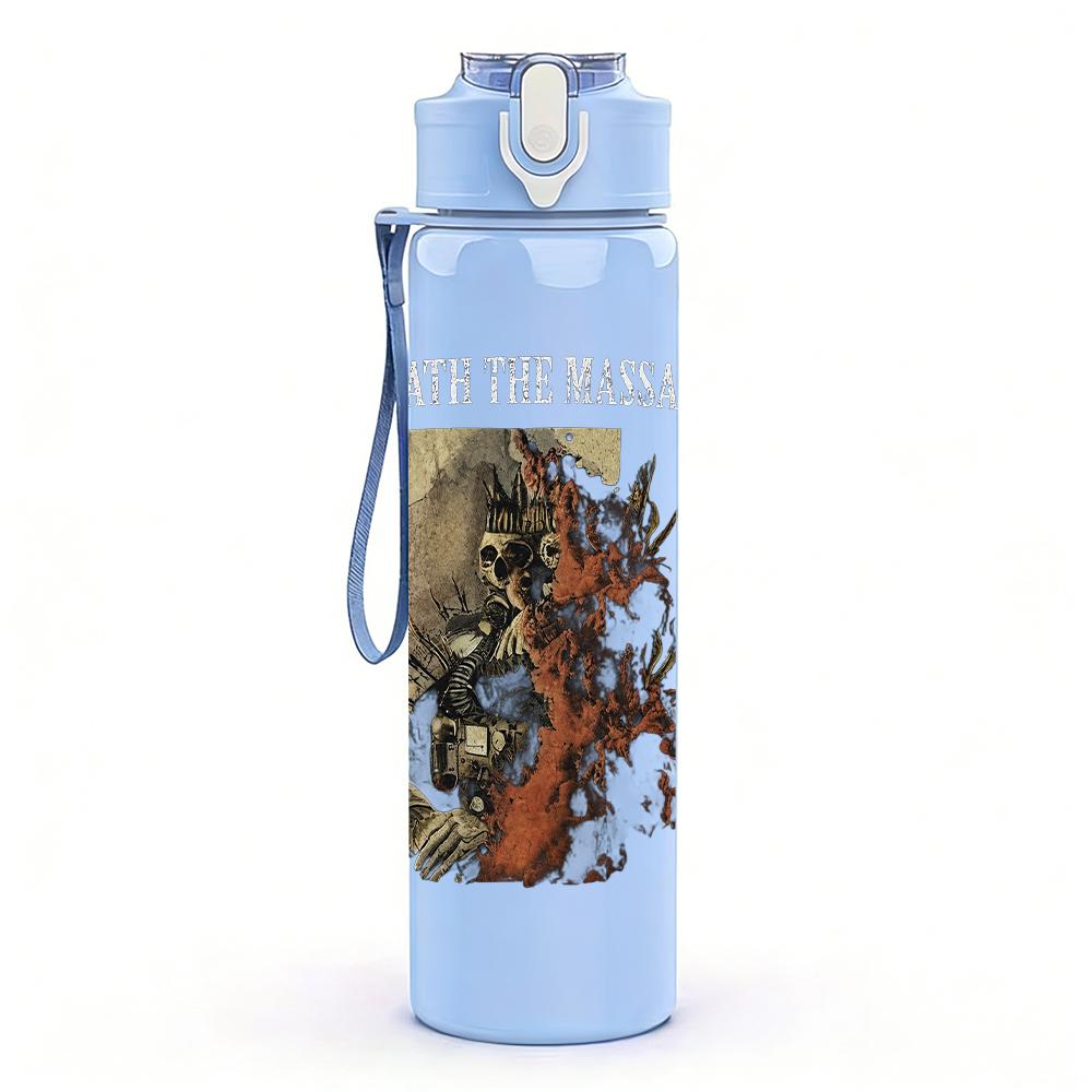 1PC Dark fantasy band figure print 750ml colorful plastic sports water bottle leakproof pop up lid with straw for outdoor work home use