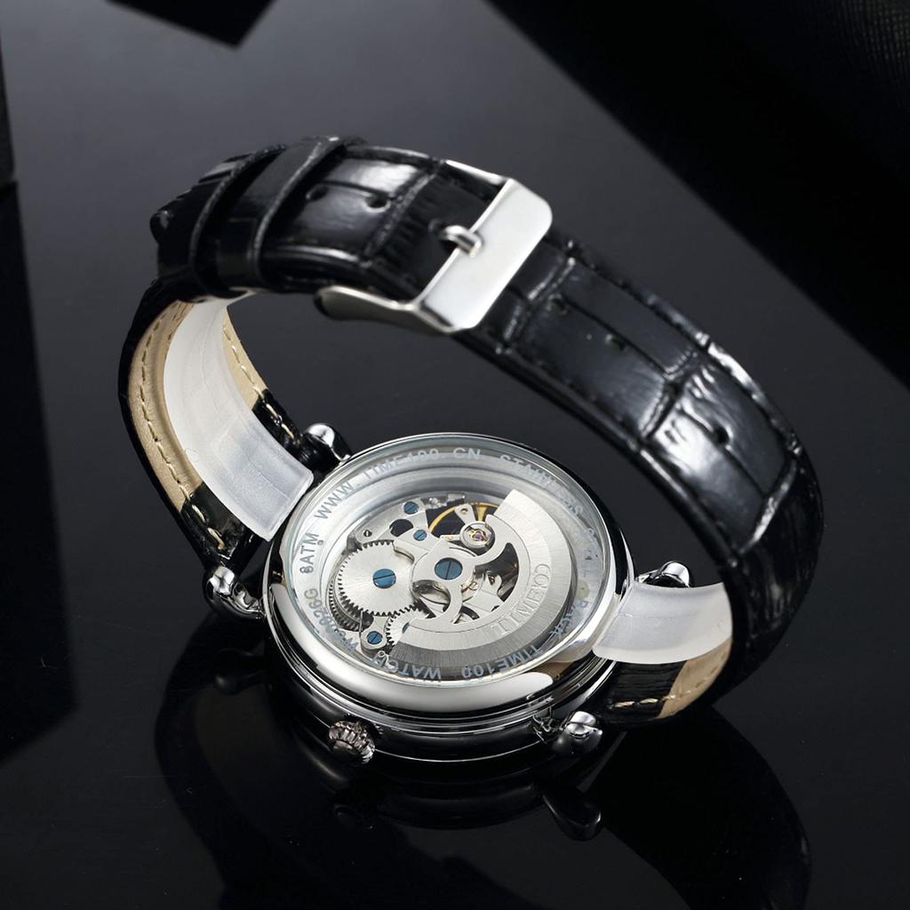 Time100 Популярная молодежная серия часов Механические часы с автоподзаводом Коллекция Time100 День Студенческая мода Черный кожаный ремень Водонепроницаемые взрослые офисные