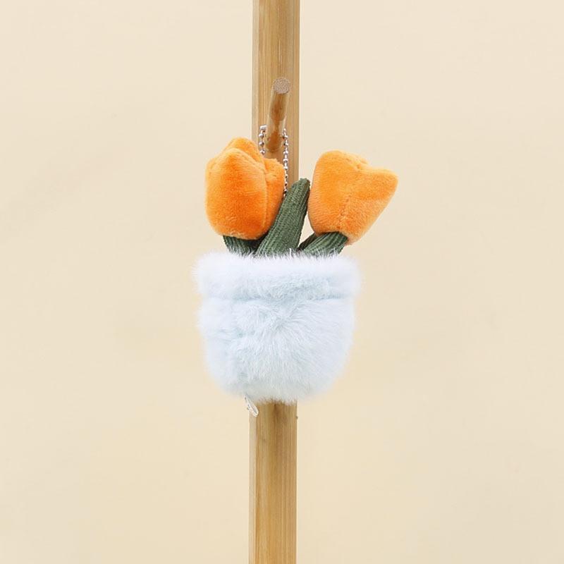 Плюшевый игрушечный цветок тюльпана в горшке с брелоком для подарка и украшения сумки