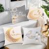 Ramadan Cushion Covers Square Contemporary White Moon Lantern Printed Zipper Closure Pillow Covers Living Room Sofa Bed Decor