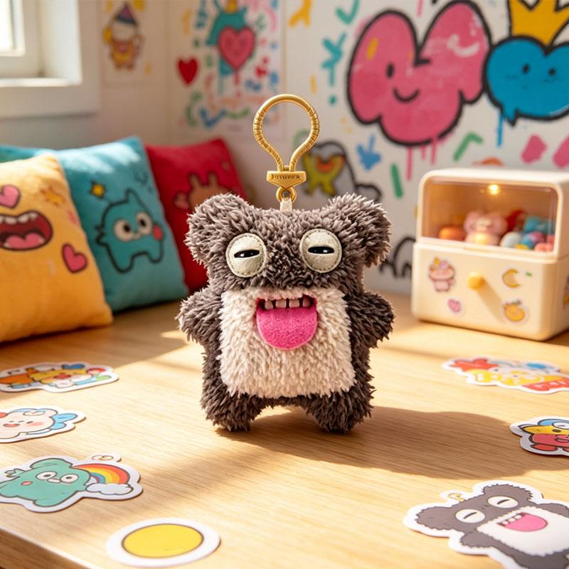 Tooth Monster Keychain Plush Toys ZURU Wide Eyed Weirdo Screech Funny Ugly Tooth Monsters Dolls Pendants Gifts