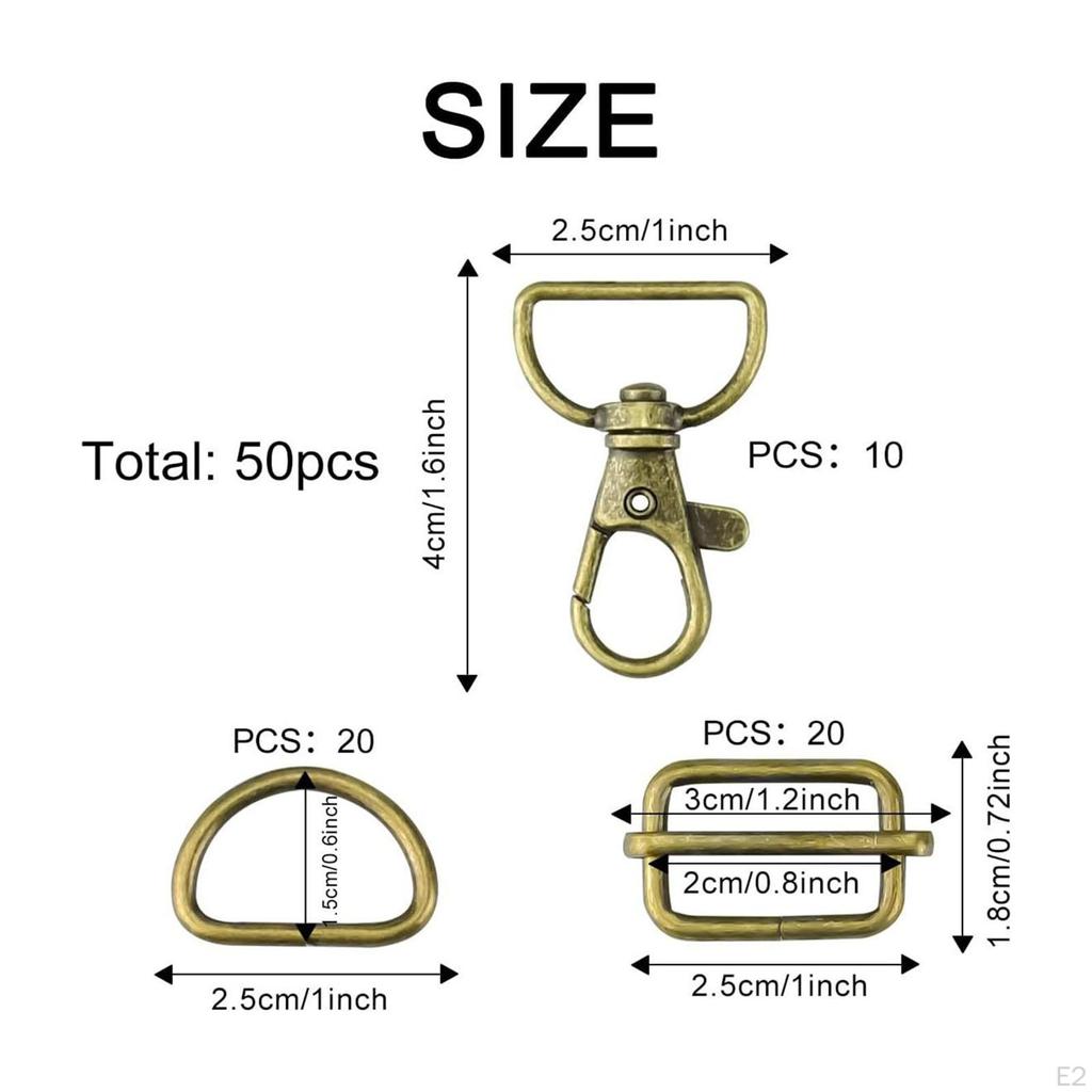 50x Keychain Swivel Hooks Clip Clasps Key Ring with Slider Snap Hook