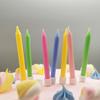 Colorful Slender Baking Pole Baking Cake Decorative Birthday Candles Creative Macaron Color Glossy Candles with Base Holder