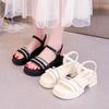 Thick-soled Large-size Sandals for Women 2025 Summer New Casual Fairy Style Muffin Rhinestone Beach Women Versatile Sandals