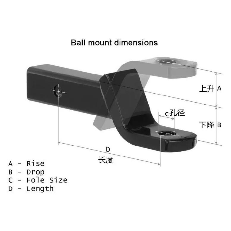 2 inch spray black trailer arm with 2 inch electroplated tow ball tow hook trailer tow accessories
