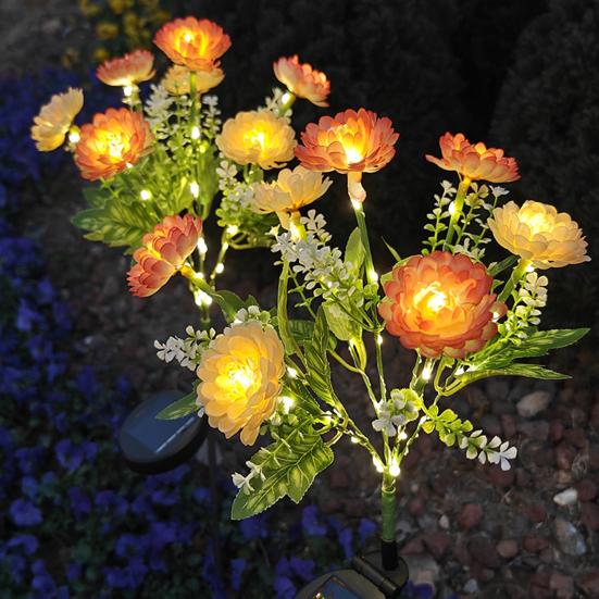 1 Pair Outdoor Solar Lights LED Flower Lamps Automatic On/Off IP44 Waterproof Easy To Install Wireless Garden Solar Lights