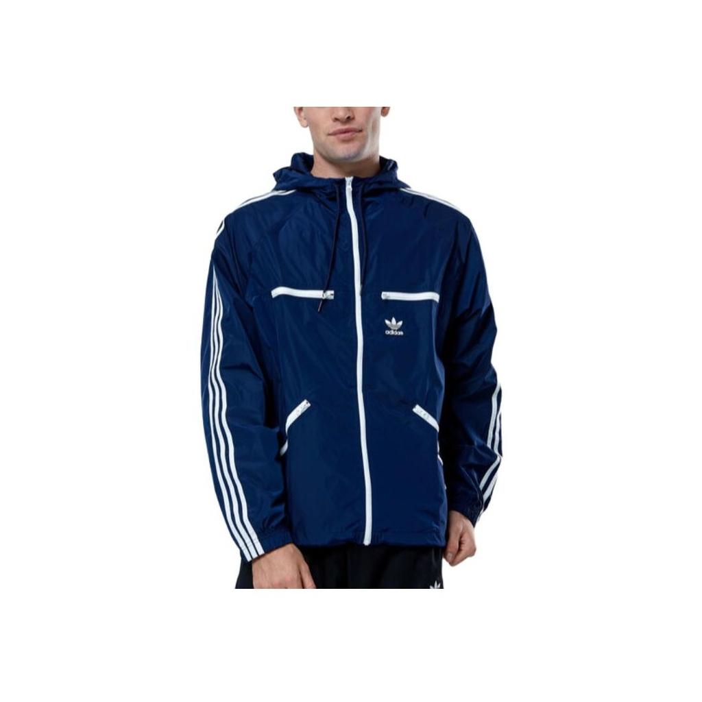 Adidas Оригинальная куртка на молнии с капюшоном и вышивкой трилистника, мужские куртки синего цвета IB9961