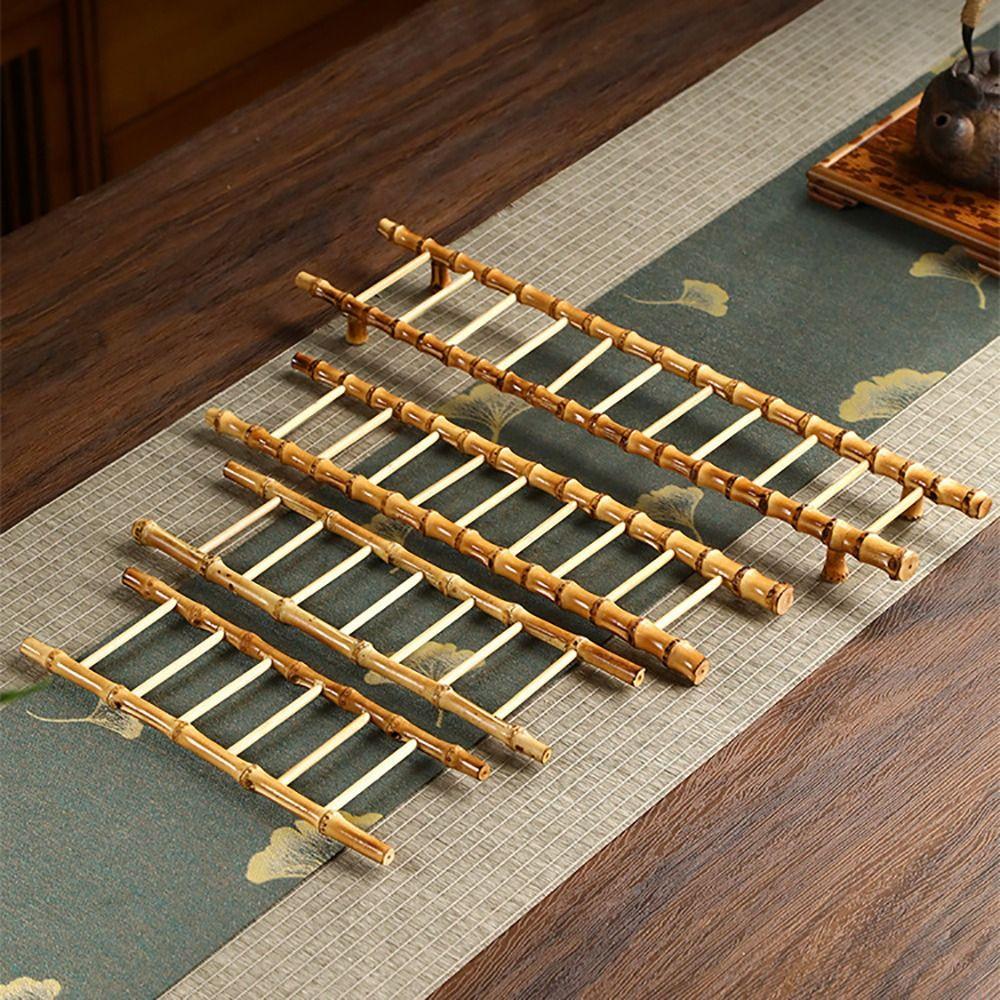 Multi-purpose Bamboo Ladder Cup Holder Yellow Tea Accessories Desktop Ornament