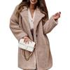 Женское свободное пальто с длинным рукавом, модное, большого размера, теплое плюшевое