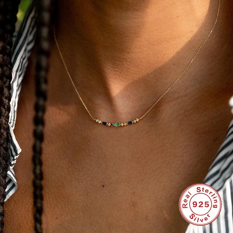 S925 Sterling Silver Water Drop Super Flash Diamond Dopamine Collarbone Necklace Creative Item Decoration Light Luxury Collarbone Chain