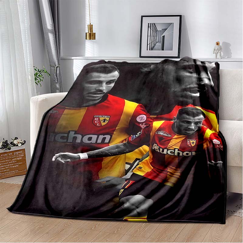 RC Lens Mining City Themed Flannel Blanket, Vintage Miner Helmet & Mine Shaft Print, Soft Warm Fleece Throw for Ligue 1 Football Fans Sofa Bed Decor
