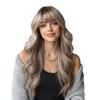 European And American Wind Gradual Change Gray Gold Long Curly Hair Wig Air Bangs Big Waves Natural Realistic Chemical Fiber Full Head Cover