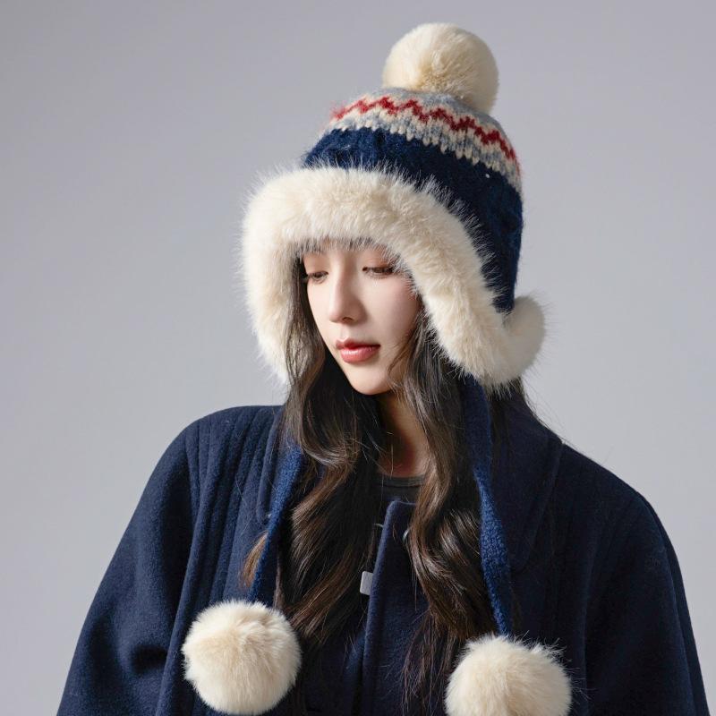 Women S Thick Fleece Warm Knit Lei Feng Hat For Winter Autumn Travel