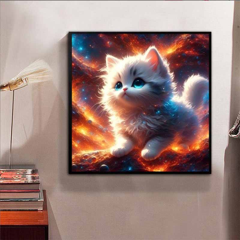 New Arrival 5D DIY Full Circle Diamond Painting "Kitten" Embroidery Cross Stitch Home Decor Gift