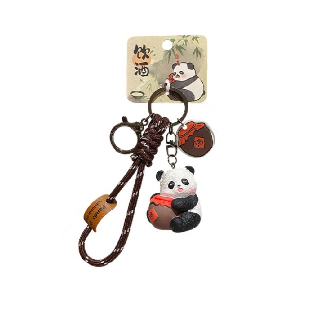 Creative Cartoon Panda Keychain Kawaii Bag Hanging Panda Pendant Ornaments Chinese Style Car Key Ring Gifts