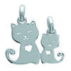 [J3084] - Silver Pendant 'Cats' Silver (breakable) - 15x19 Mm