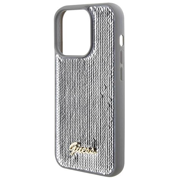 Etui Guess Sequin Script Metal Na Iphone 15 Pro - Srebrne