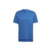 Solid Color Letter Print Round Neck Short Sleeve T-Shirt Men Tops Blue H53380