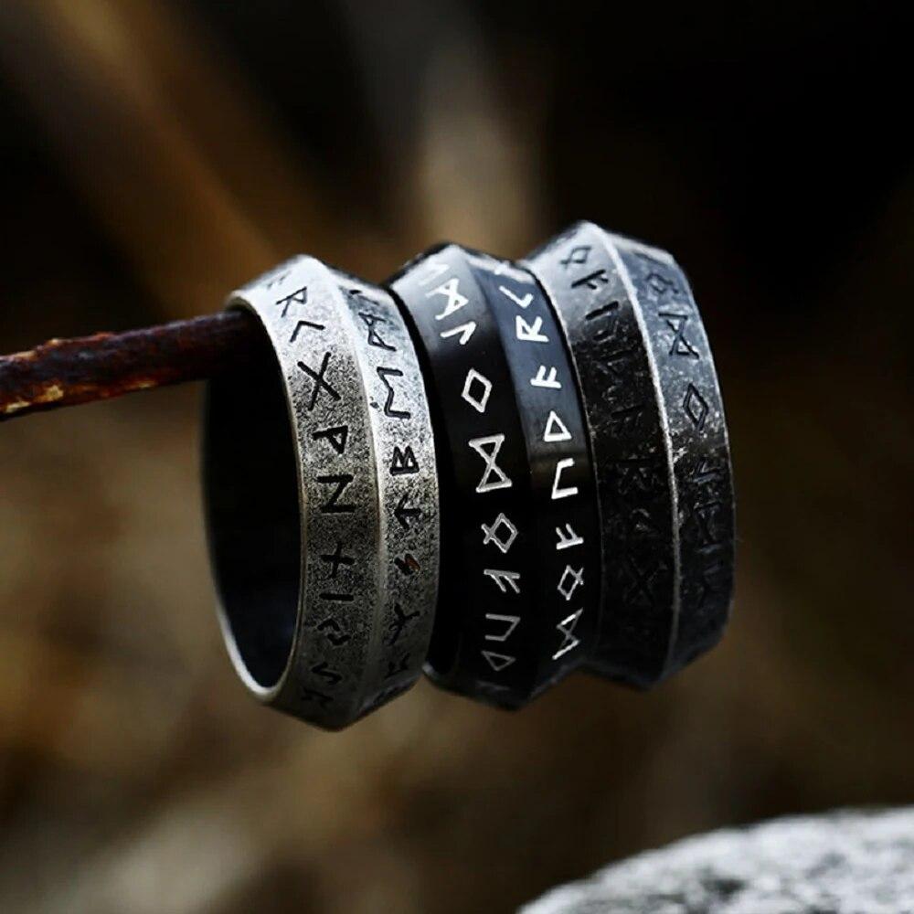 New Design Simple Odin Norse Viking Amulet Rune Ring For Men Women 316L Stainless Steel Fashion Words Retro Jewelry Wholesale