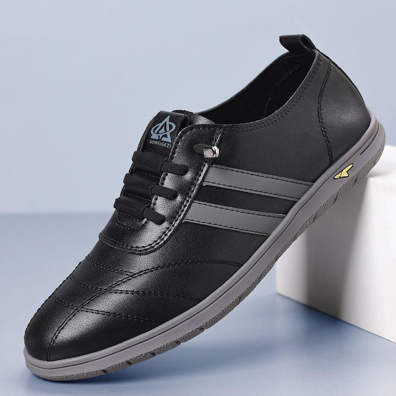 Мужская обувь новая повседневная кожаная обувь мягкая подошва одна педаль ленивая обувь мужская мода универсальная деловая повседневная кожаная обувь