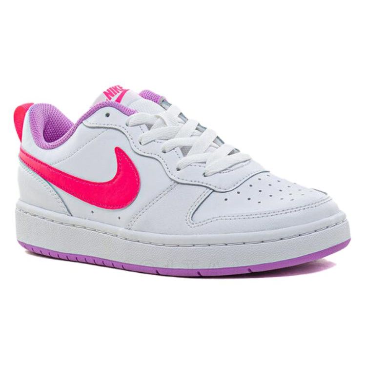 Nike Детские кроссовки Court Borough Low 2 GS White Hyper Pink Fuchsia-Glow BQ5448-111