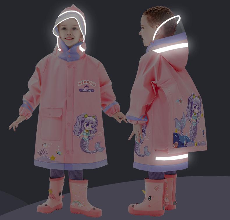 2025 Новый водонепроницаемый плащ для девочек на всю длину тела для начальной школы, надевается поверх рюкзака