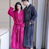 Autumn Winter Flannel Women Long Robe Nightgown Thicken Warm Bathrobe Sleepwear Loose Casual Coral Fleece Home Dress Lounge Wear