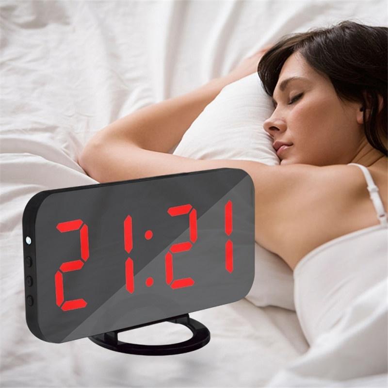 New Creative Mobile Phone Charging Mirror Electronic Snooze Alarm Clock LED Display