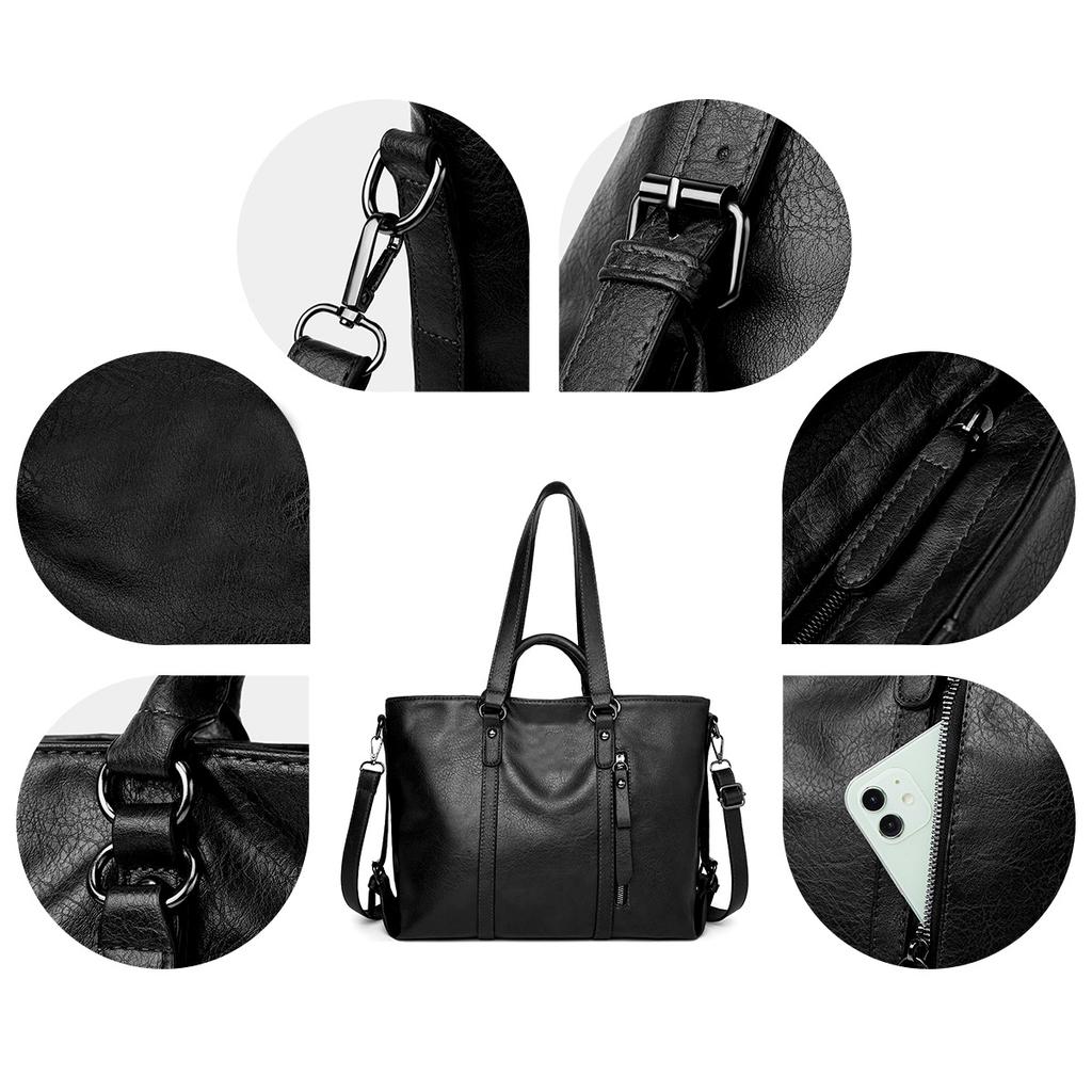 Женская модная мягкая кожаная большая сумка-тоут на одно плечо, ретро-сумка-мессенджер